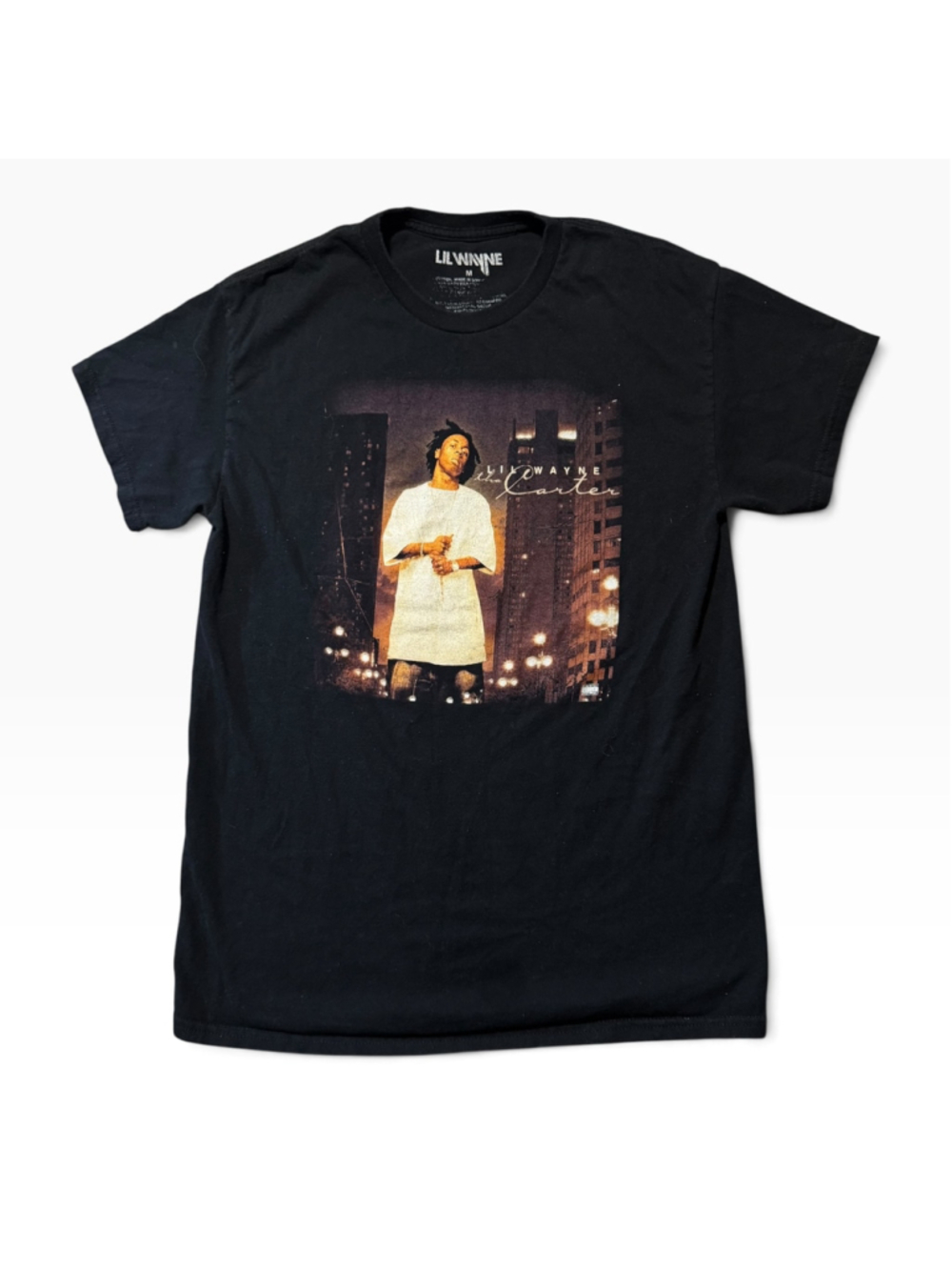 Y2k Lil Wayne The Carter Music Album Graphic T-Shirt Black Size M